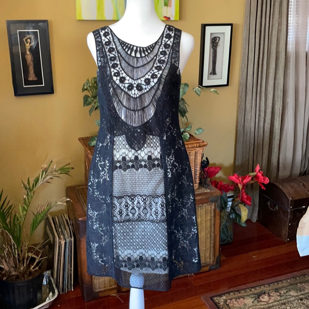 Nanette Lepore Black lace Dress Sz 10